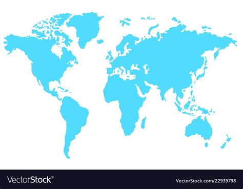 Blue World Map Isolated Map With White Background Vector Image