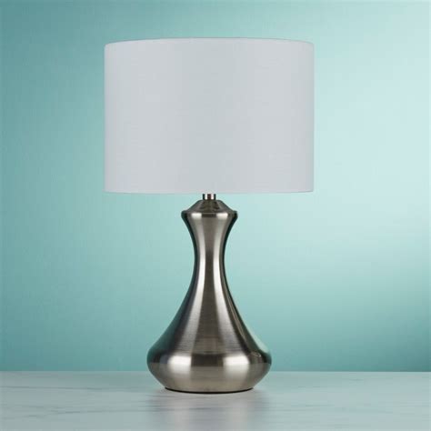 Touch Lamp Satin Silver White Shade Silver Table Lamps