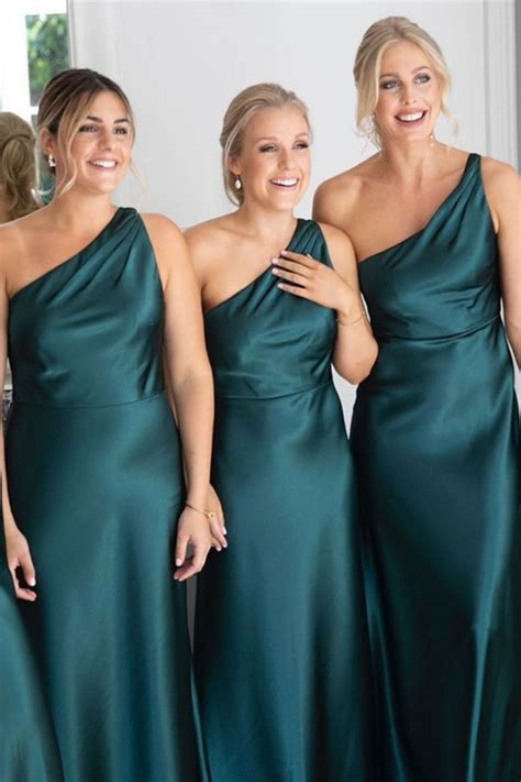 gorgeous one shoulder emerald long bridesmaid dresses from sugerdress emerald bridesmaid