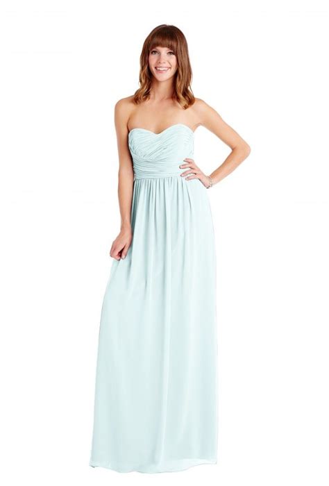 A Floor Length Strapless Bridesmaid Dress With A Sweetheart Neckline In