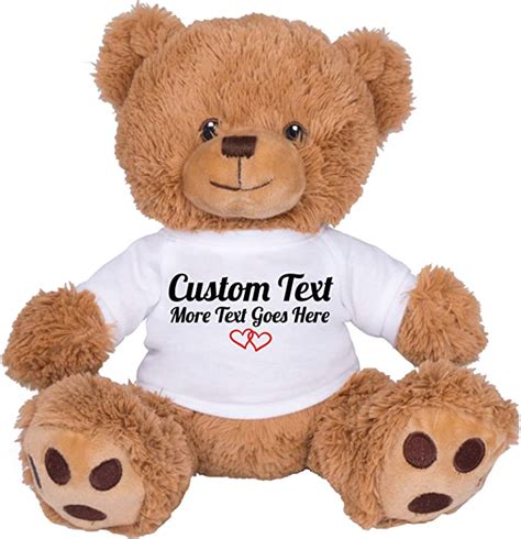 teesandtankyou cute custom teddy bear with personalized custom text 8 inch brown