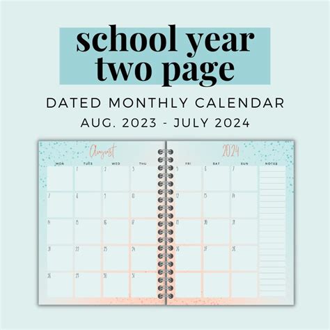 2023 2024 School Year Calendar Printable Editable Kids Etsy