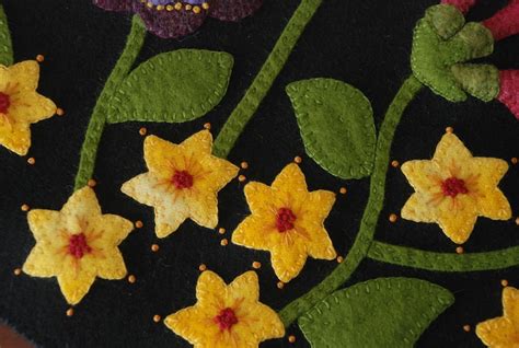Wool Applique Pattern Kit Jacobean Flowers Table Etsy Uk