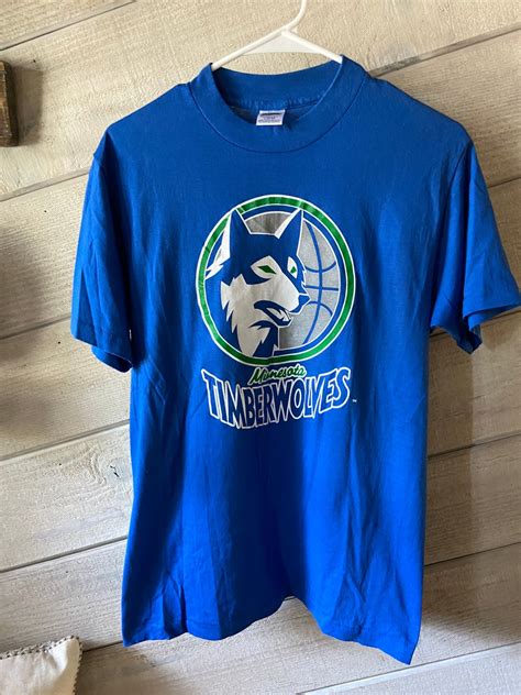 Vintage 90s Minnesota Timberwolves Trench T Shirt Size Large Etsy