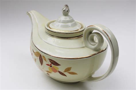 Vintage Jewel Tea Hall China Autumn Leaf Pattern Aladdin Genie Lamp Tea