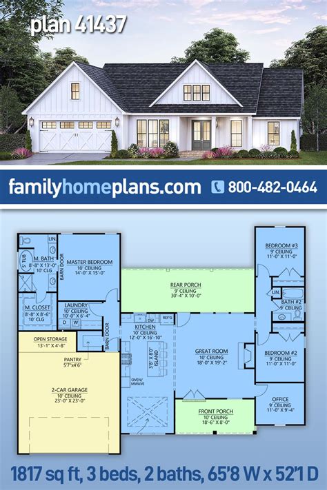 Plan 41437 3 Bedroom Farmhouse Plan With Great Curb Appeal