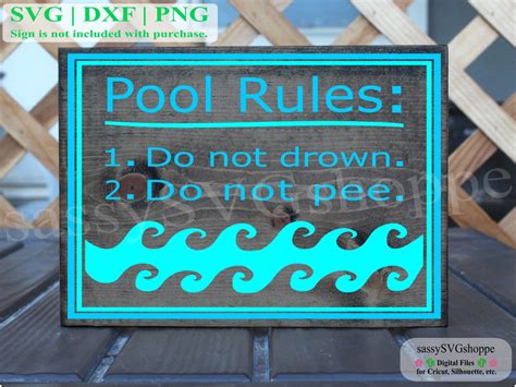 Svg Funny Pool Rules Sign Png Dxf Cricut Cut Files Digital Download Pool Sign Funny Pool