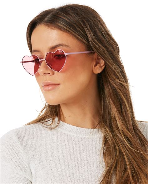 Quay Eyewear Womens Heartbreaker Sunglasses Stainless Steel Glass Pink