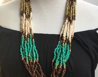 Items Similar To Aqua Beaded Necklace Multi Strand Necklace Teal
