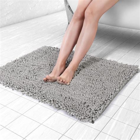 Lifewit Non Slip X Cm Chenille Bath Mat Soft Shower Rug Grey Easy