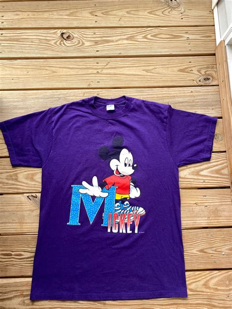 Vintage 90s Disney Mickey Mouse T Shirt Purple Adult Sz L Etsy
