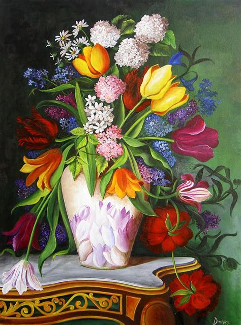 Flowers In A Vase By Dominica Alcantara Flower Painting Flower Vases
