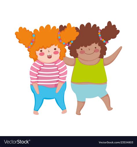 Little Chubby Girls Characters Royalty Free Vector Image