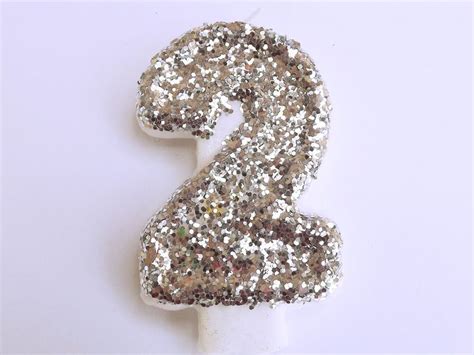 Silver Glitter Number 2 Candle Glitter Numbers Birthday Candles