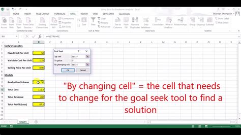 So let's look at a fairly simple and straightforward projection method, data tables. Using Goal Seek Tool for Breakeven Analysis in Excel - YouTube