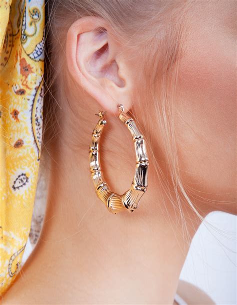 Women S Fashion Jewellery Gold Chunky Section Hoop Earring By Lovisa Ebay