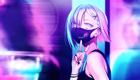 1336x768 Anime Girl Billboard Neon City 4k Laptop Hd