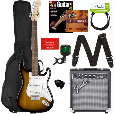 Fender Squier Strat Pack Sunburst W Frontman 10g Amplifier Ebay