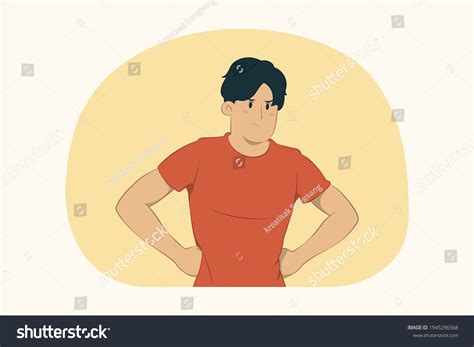Young Man Standing Arms Akimbo On Stock Vector Royalty Free 1945296568 Shutterstock
