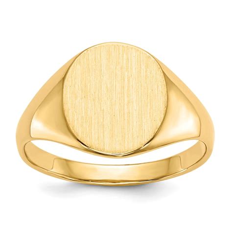 Solid 14k Yellow Gold Engravable Signet Ring 11mm Size 7