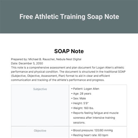 Athletic Training Soap Note Template Edit Online And Download Example