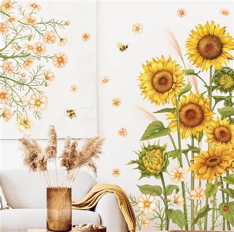 Giant Sunflower Wall Decor Vinyl Wall Decal Nature Wall Etsy