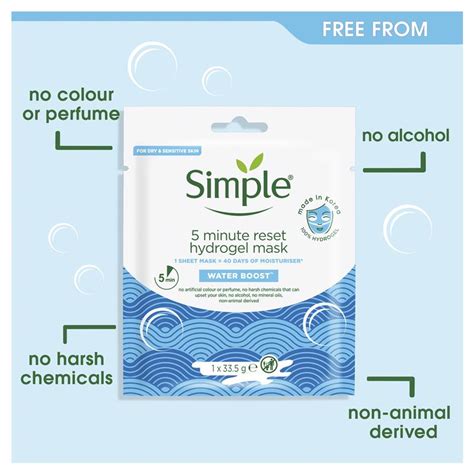 Buy Simple Water Boost Hydration Reset Facial Sheet Mask 33g Online At