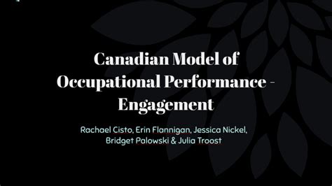 Canadian Model Of Occupational Performance Engagement By Erin Flannigan