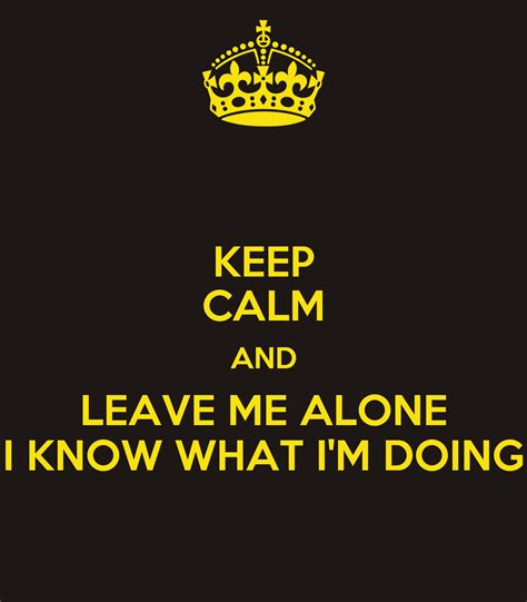 Keep Calm And Leave Me Alone I Know What Im Doing Poster