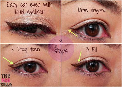 How To Easy Cat Eyes Using Liquid Eyeliner 3 Steps