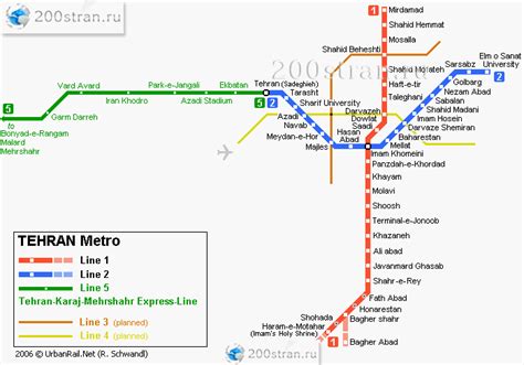 Схема метро Тегерана Metro map of Tehran