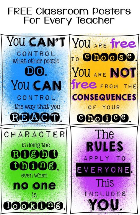 Free Classroom Posters For Every Teacher Character Education Paint