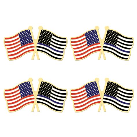 Buy 4 Pack Thin Blue Line Usa American Pin Small Mini Honoring Law