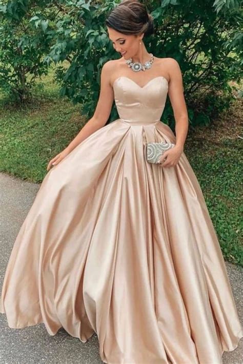 ball gown sweetheart satin long prom dress formal evening dresses 601487