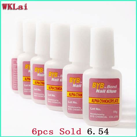 Wholesale 6pcs 10g Byb Acrylic Nail Art Glue With Brush For False Nail