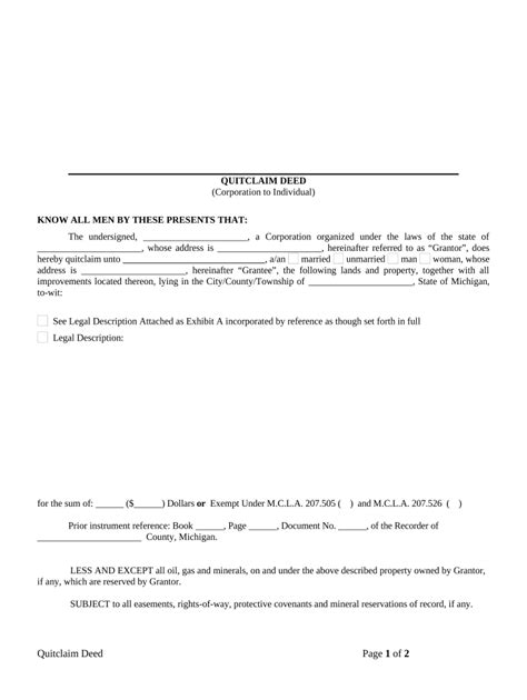 Michigan Quit Claim Deed Fill Out Sign Online Dochub