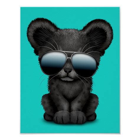 Cute Baby Black Panther Wearing Sunglasses Poster Zazzle Black