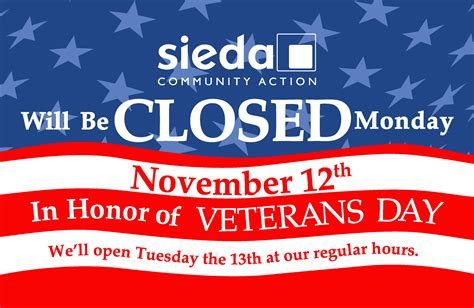 Sieda Offices Closed For Veterans Day Sieda Community Action