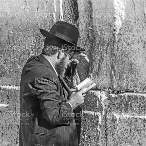 Orthodox Jewish Man Prays At The Western Wall Stock Photo Download