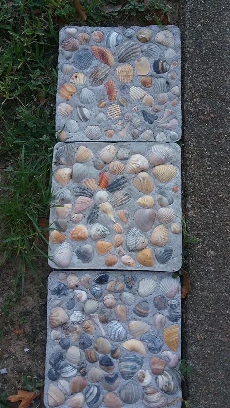 These Are Stepping Stones Mosaics That I Made From My Shells Beach