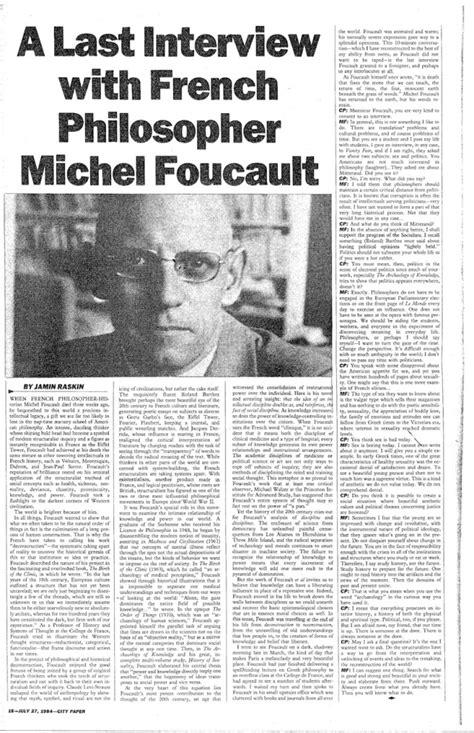 Jamin Raskin A Last Interview With French Philosopher Michel Foucault