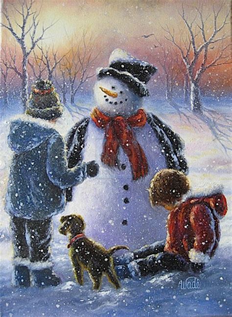 Schneemann Snowman Painting Christmas Art Christmas Paintings
