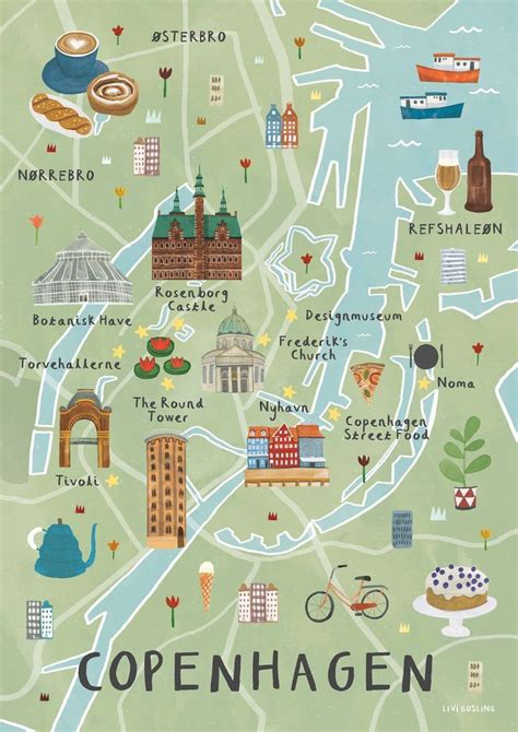 Livi Gosling Copenhagen Copenhagen Travel Illustrated Map Copenhagen