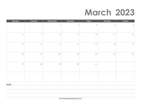 Editable Calendar March 2023 Printable Calendar Collection