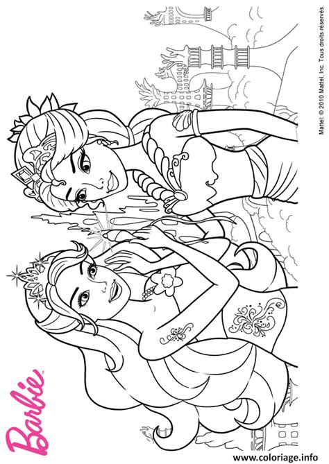Un catalogue complet de coloriages classés par thèmes à télécharger, à imprimer et à colorier en famille. Coloriage barbie et son amie sirene - JeColorie.com
