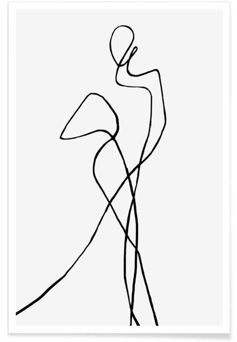 Female Figure Line Drawing Poster Juniqe Uk