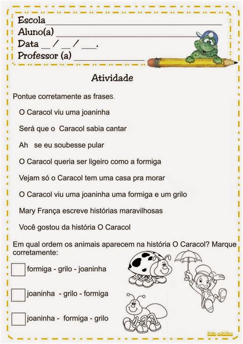 Escola Saber Atividades De Português 2 Ano Fundamental Pontuação