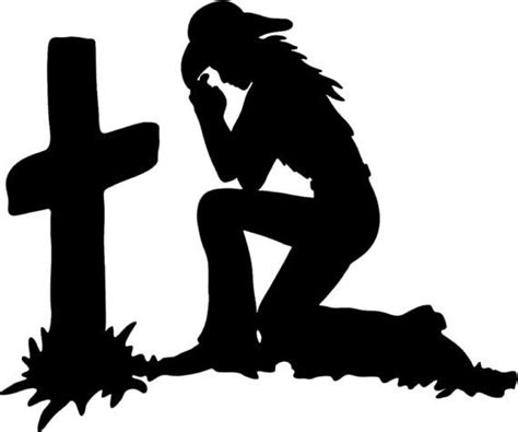 Praying Cowgirl Or Cowboy Kneeling At Cross By Stickedecals Horse
