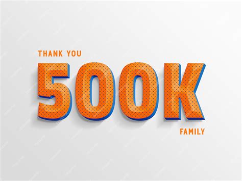 Premium Psd Thank You 500k Followers Text Style Template