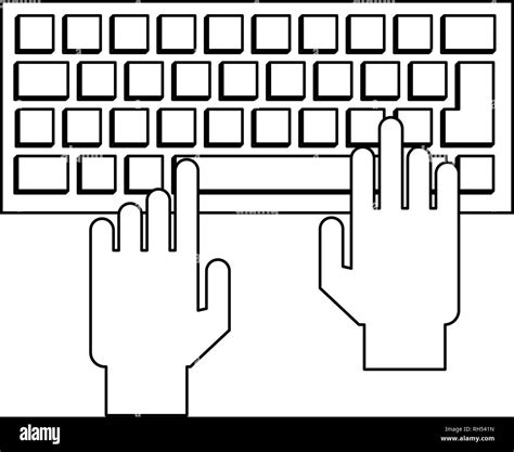 hands using computer keyboard black and white Stock Vector Image & Art